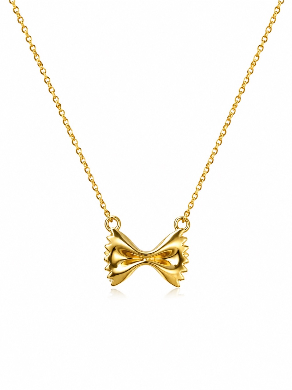 Farfalle Bow Tie Pasta Necklace 18k Gold Plated Stainless Steel - Brand New - Picture 3 of 4